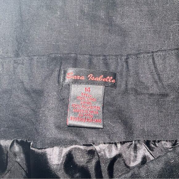 Sara Isabella Black.Linen A-Line Skirt 14 Lined Business Casual Corporate Siren - Picture 6 of 8
